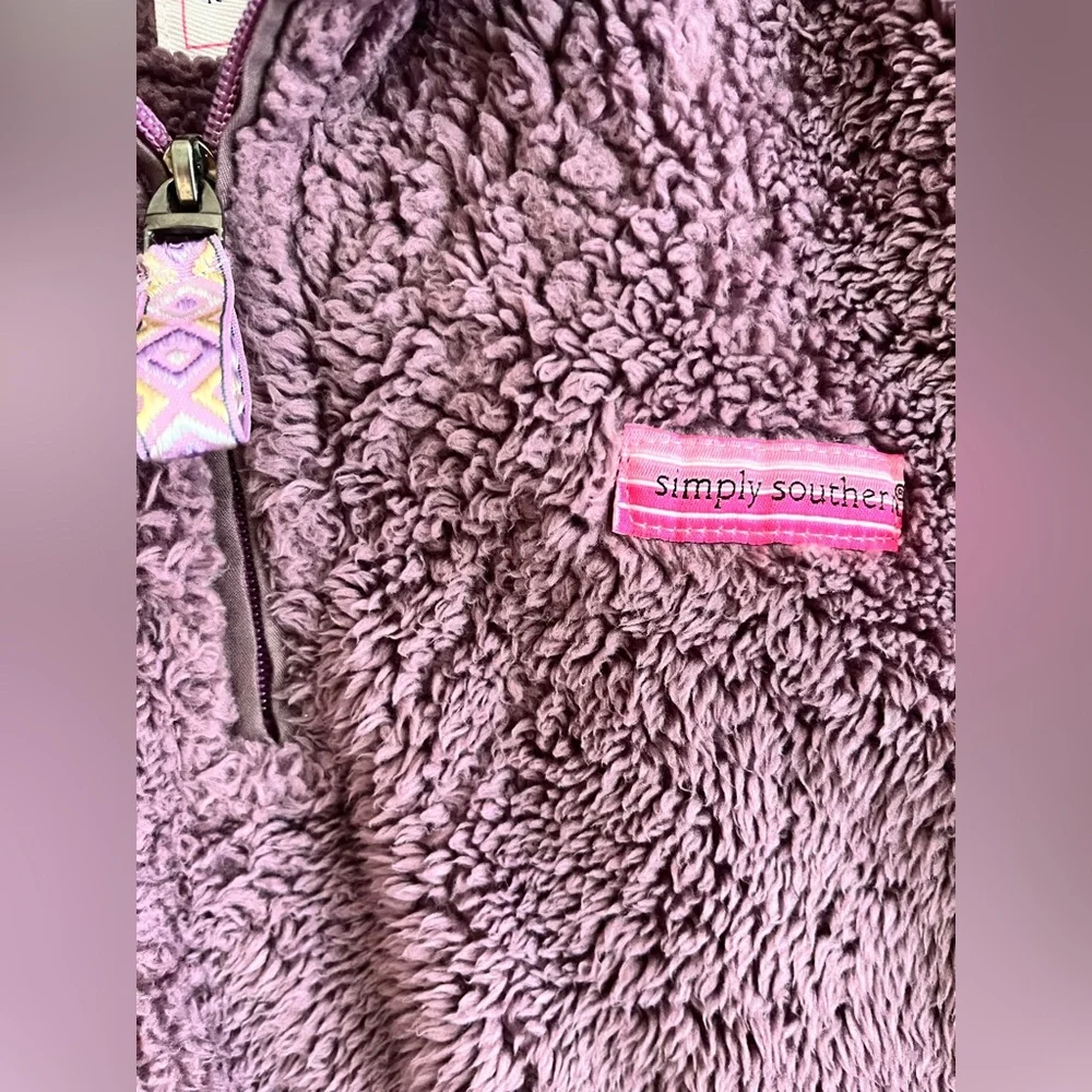 Simply Southern 1/4 Zip Sherpa Fleece Pullover Purple Soft Sweatshirt Women’s L - Picture 5 of 10